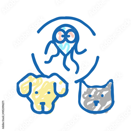 giardiasis pet disease icon doodle illustration