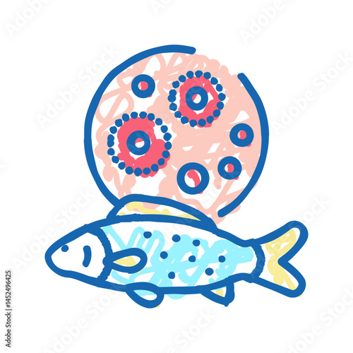 mycobacterium marinum fish icon doodle illustration