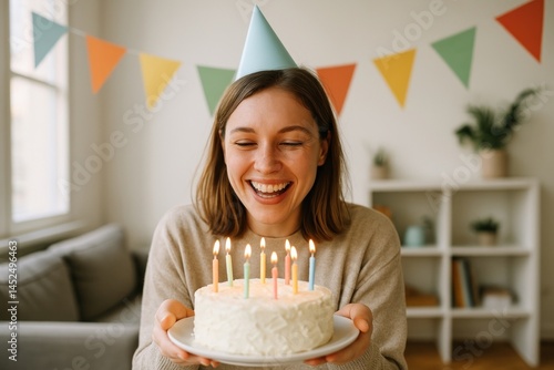 Joyful birthday celebration scene photo