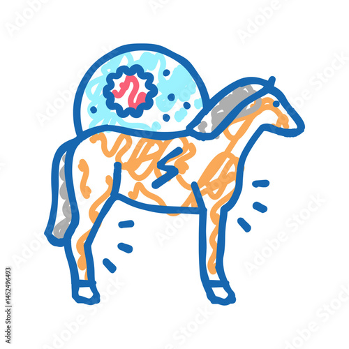 encephalitis horse icon doodle illustration