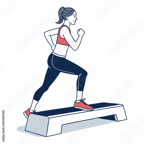 Create a bold, vector illustration of a single, elevated step platform suitable for a stage or display.  Focus on clean lines and a strong, thick stroke.