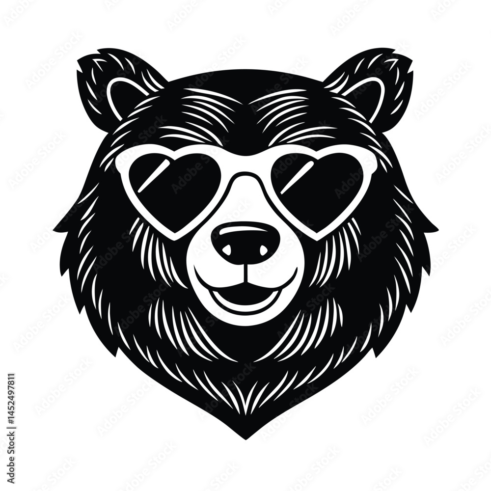 bear icon heart shaped sunglasses vector art bear icon heart shaped sunglasses vector art
