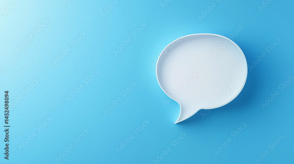 A speech bubble is isolated on a solid blue background. A speech bubble is isolated on a solid blue background.