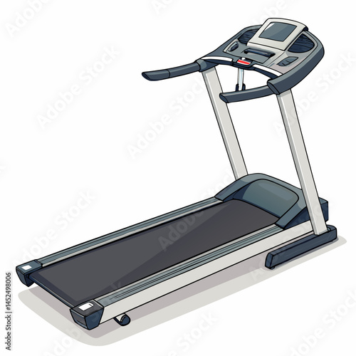 Create a bold, vector illustration of a modern treadmill with continuous lines, emphasizing its sleek design.