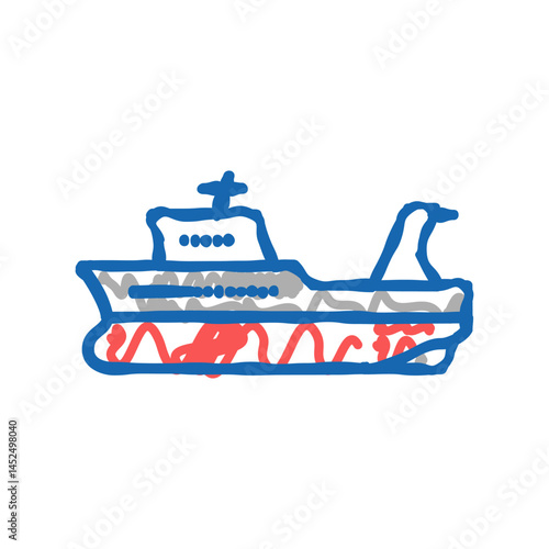 trawler boat icon doodle illustration