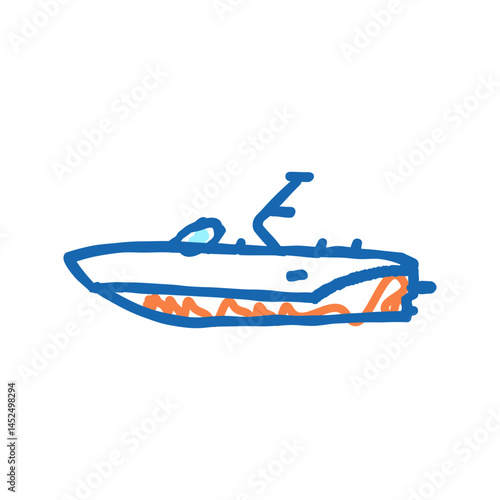 bowrider boat icon doodle illustration