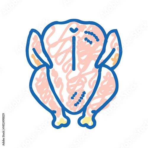 whole broiler chicken icon doodle illustration