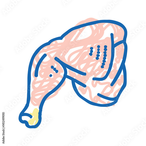 whole leg chicken icon doodle illustration