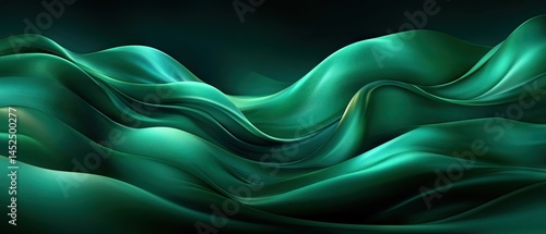 Flowing green waves create an abstract textured design with dark and light shades