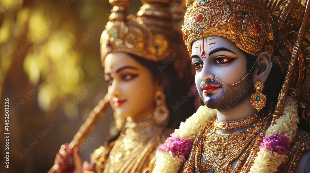 Lord Rama with Sita in the background. Lord Rama with Sita in the background.