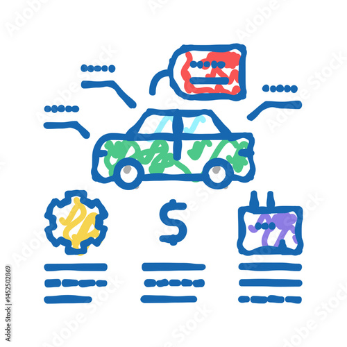 appraise car icon doodle illustration