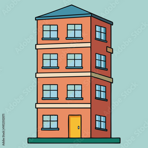 Modern Six-Storey Building Illustration