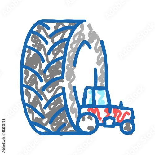 farm tractor tires icon doodle illustration