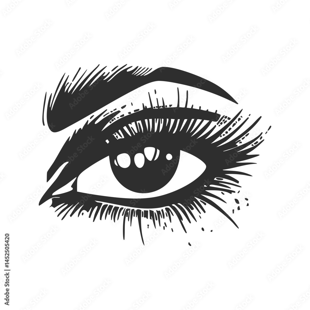 Eye With Eyebrow Silhouette Illustration. Vision And Expression Concept Isolated Vector Illustration Eye With Eyebrow Silhouette Illustration. Vision And Expression Concept Isolated Vector Illustration