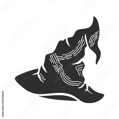 Wizard Hat Silhouette Illustration. Magical Headwear Symbolizing Fantasy And Enchantment. Isolated Vector Illustration