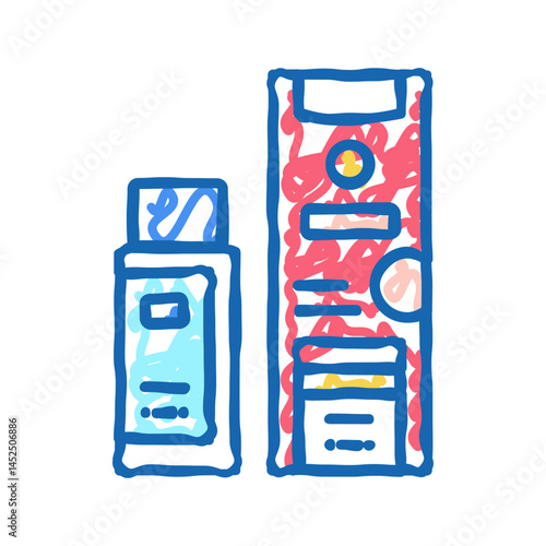clarifier and oxide packages for hair coloring icon doodle illustration
