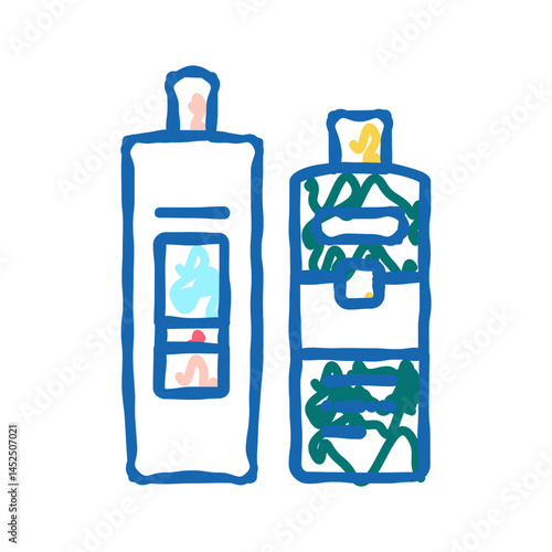 balm and hair conditioner packages icon doodle illustration