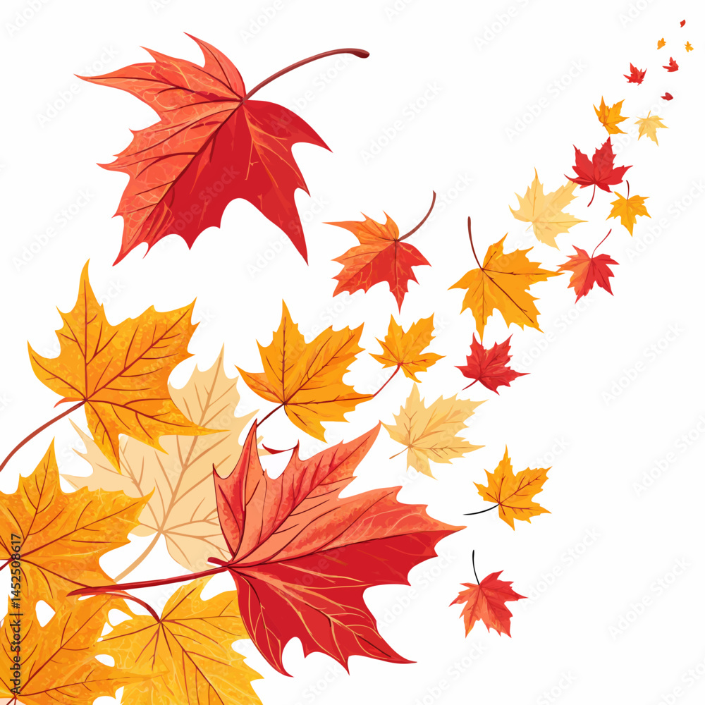 Design a vector illustration featuring bold, black outlines of falling autumn leaves in various shapes and sizes, exhibiting a sense of motion. Design a vector illustration featuring bold, black outlines of falling autumn leaves in various shapes and sizes, exhibiting a sense of motion.