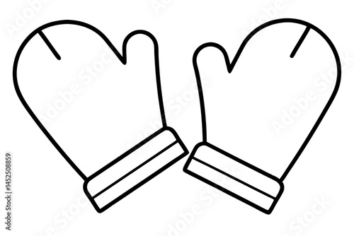 Oven Mitt Line Art Vector Illustration
