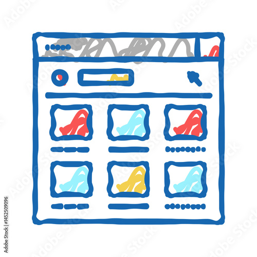 online web shopping icon doodle illustration