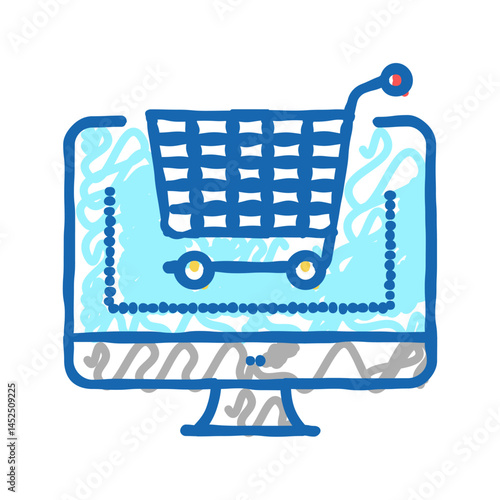 electronic eshopping purchase icon doodle illustration