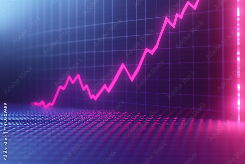 Pink Growth Graph on Dark Grid Background Pink Growth Graph on Dark Grid Background