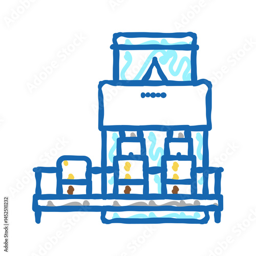 wheat flour package conveyor icon doodle illustration