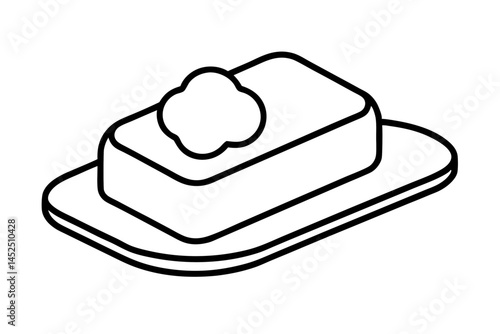 Soap Bar On Tray Line Art Vector Illustration