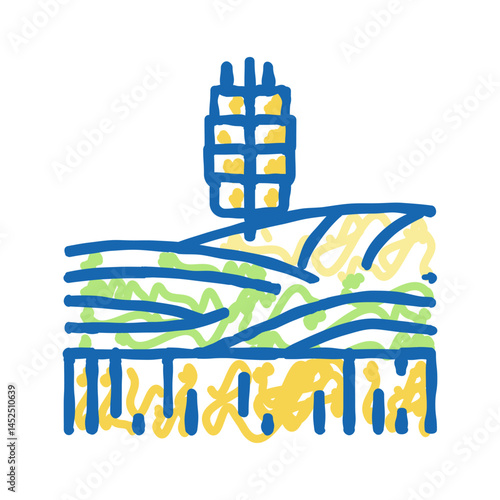 wheat growth field icon doodle illustration