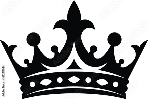 Royal Crown Silhouette – Elegant King or Queen Symbol Illustration


