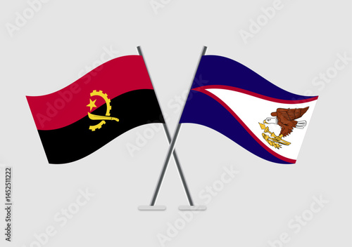 Angola and American Samoa vector flags in classic flat art style