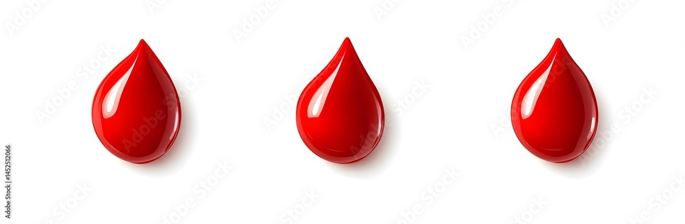 Obraz premium Three Red Drops on White Background