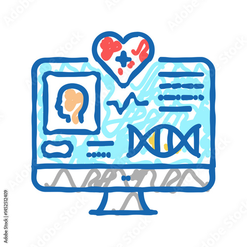 telehealth researching icon doodle illustration