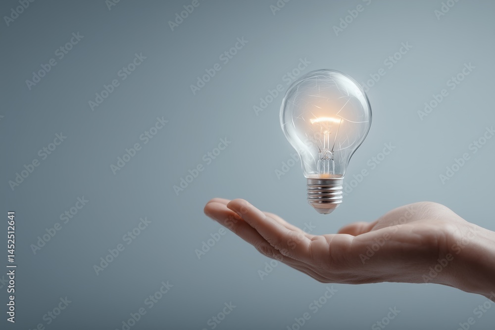 Innovation and creativity concept with glowing light bulb floating above hand
Innovation and creativity concept with glowing light bulb floating above hand