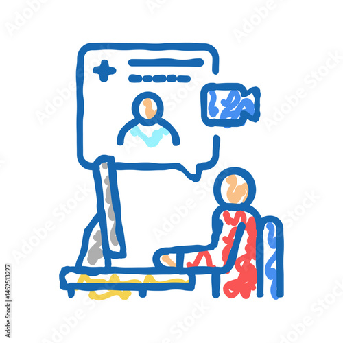 video consultation icon doodle illustration