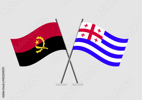 Angola and Ajaria vector flags isolated on light background