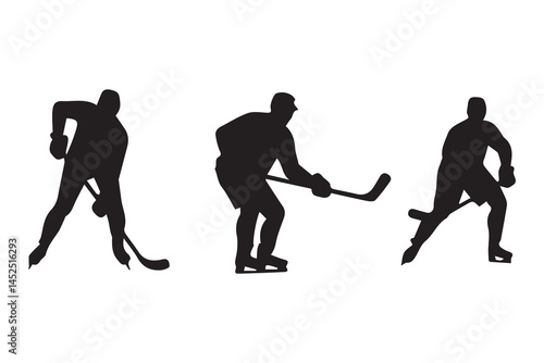 Hockey Players Silhouettes in Action