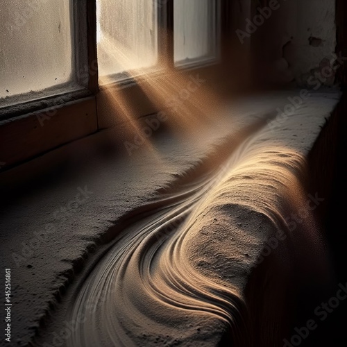 Rivulet on Dusty Surface A single rivulet of rain carving a clea
