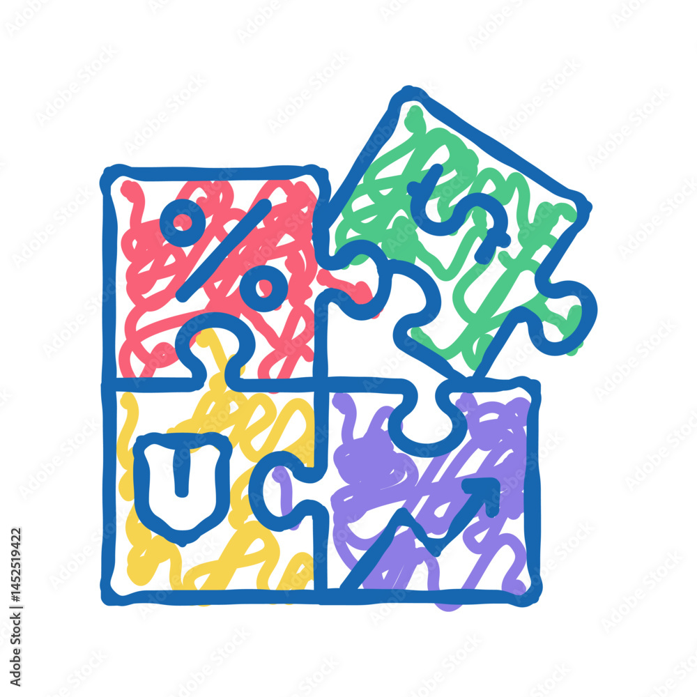 Fototapeta premium puzzle for create business icon doodle illustration