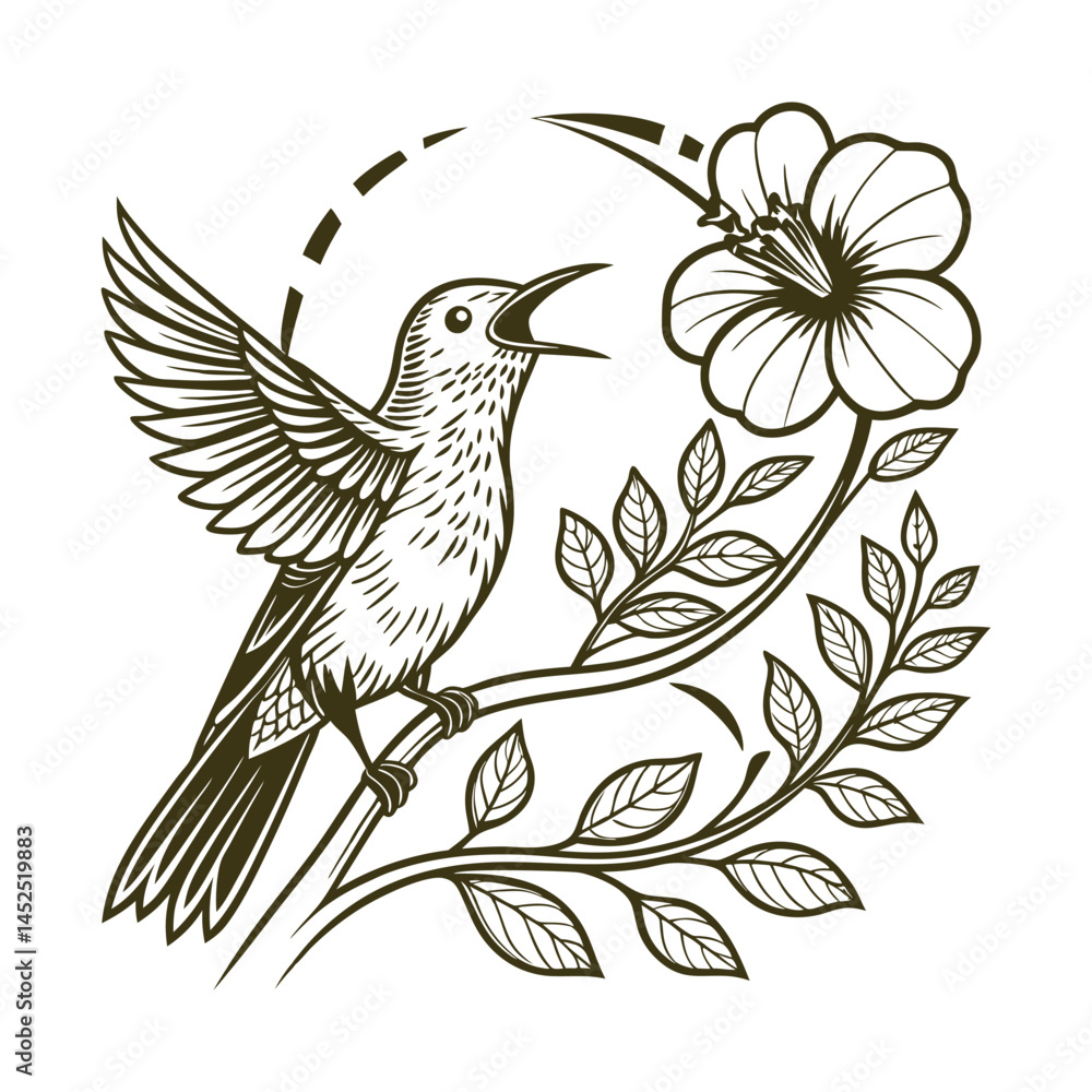 vector illustration of a bird with flowers vector illustration of a bird with flowers