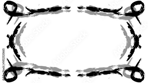 Black line hand drawing abstract background border