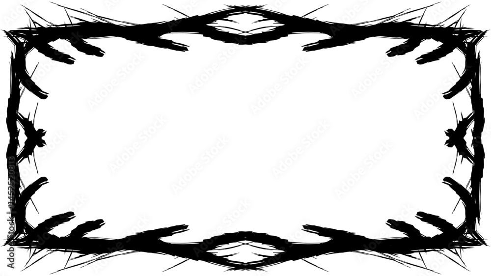 Fototapeta premium Black line hand drawing abstract background border