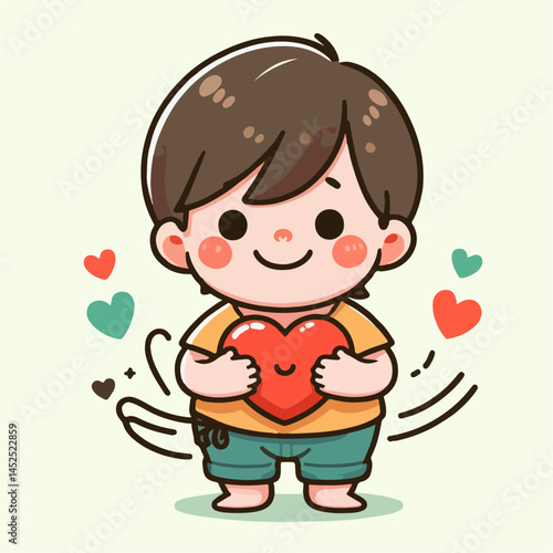 Illustration of a small child holding a heart