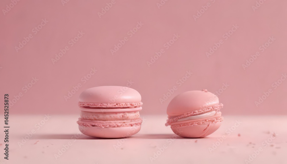 Fototapeta premium Delicate pink macaron, centered, soft pink backdrop, pastel, color