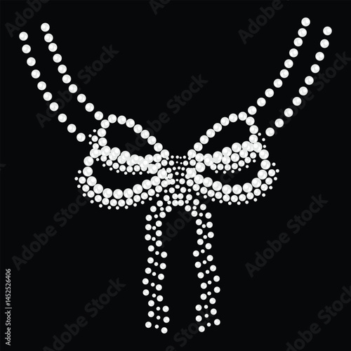 Bow necklace rhinestone hotfix print design, Neckline decor and t-shirt sticker roundup hotfix rhinestones motif crystal heat transfer design, Rhinestone hotfix bow necklace