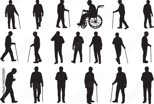 Senior people silhouettes vector