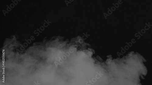 White Mist Covering Black. A stream of white smoke slowly fills the screen from the bottom up