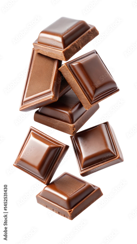 Flying milk chocolate squares Flying milk chocolate squares