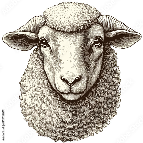 Hand drawn sheep illustration, vintage woodcut engraving, black sketch style, retro farm animal art, rustic livestock vector, countryside decor, etching, traditional engraving, antique style,