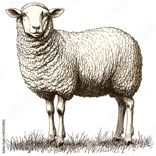 Woodcut sheep vector, hand drawn illustration, old engraving style, retro livestock design, rustic animal sketch, traditional sheep art, vintage farm decor, pastoral artwork,